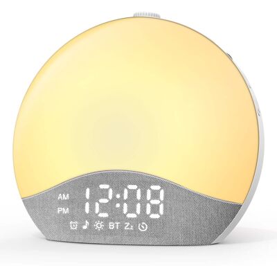 Easyera - Sunrise Alarm Clock, White Noise Sound Machine for Bedrooms, 26 Soothing Sounds, 17 Night Lights, Wake Up Light - Gray White Easyera - Sunrise Alarm Clock, White Noise Sound Machine for Bedrooms, 26 Soothing Sounds, 17 Night Lights, Wake Up Light - Gray White