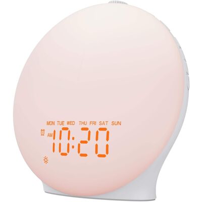 Dazzed Corner - Sunrise Alarm Clock, Bluetooth Speaker Wake Up Light Alarm Clock - White Dazzed Corner - Sunrise Alarm Clock, Bluetooth Speaker Wake Up Light Alarm Clock - White