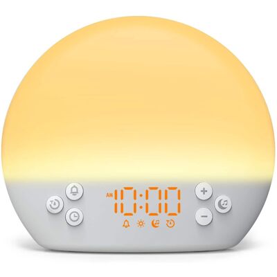 Dazzed Corner - Sunrise Alarm Clock, Digital Clock with Dimmable Night Light - Ivory White Dazzed Corner - Sunrise Alarm Clock, Digital Clock with Dimmable Night Light - Ivory White