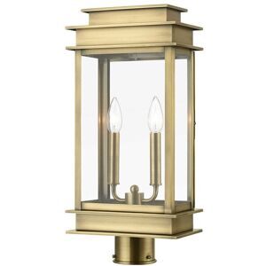 Livex Lighting Princeton Stainless Steel Reflector 2 - Light Outdoor Post in Antique Brass Polished Chrome Livex Lighting Princeton Stainless Steel Reflector 2 - Light Outdoor Post in Antique Brass Polished Chrome