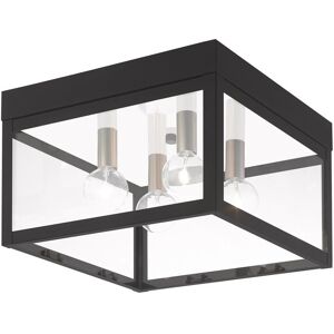 Livex Lighting Nyack 4 - Light Glass Outdoor Ceiling in Black Livex Lighting Nyack 4 - Light Glass Outdoor Ceiling in Black