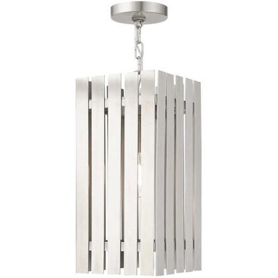 Livex Lighting Greenwich 1 - Light Outdoor Hanging in Brushed Nickel Livex Lighting Greenwich 1 - Light Outdoor Hanging in Brushed Nickel