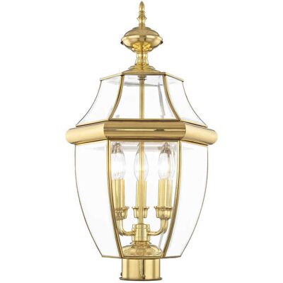 Livex Lighting Monterey 3 - Light Outdoor Post in Polished Brass Livex Lighting Monterey 3 - Light Outdoor Post in Polished Brass