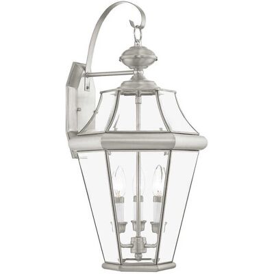Livex Lighting Georgetown 3 - Light Outdoor Wall in Brushed Nickel Livex Lighting Georgetown 3 - Light Outdoor Wall in Brushed Nickel