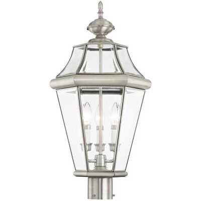 Livex Lighting Georgetown 3 - Light Outdoor Post in Brushed Nickel Livex Lighting Georgetown 3 - Light Outdoor Post in Brushed Nickel
