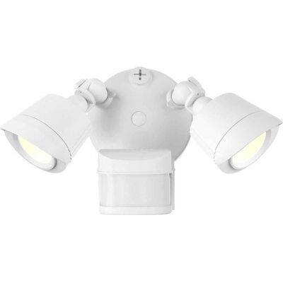 Savoy House 2-Light Outdoor Motion Sensored Double Flood Light in White Savoy House 2-Light Outdoor Motion Sensored Double Flood Light in White