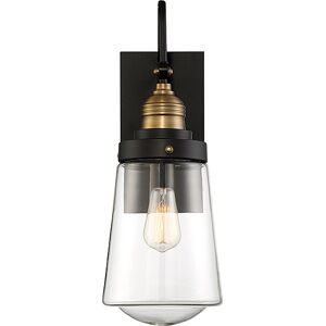 Savoy House Macauley 1 - Light Glass Outdoor Wall in Vintage Black Warm Brass
