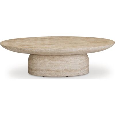 TOV Outdoor Sonia Faux Travertine Concrete 51" Oval Coffee Table TOV Outdoor Sonia Faux Travertine Concrete 51" Oval Coffee Table