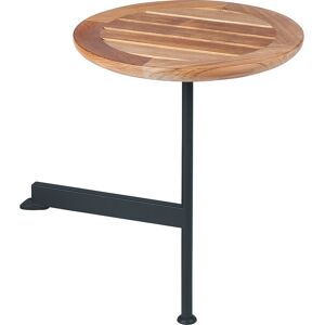 Barlow Tyrie Layout Round Side Table Forge Grey Powder-Coated Stainless Steel Natural Teak