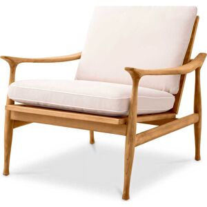 Eichholtz Outdoor Natural Teak Flores Off-white Lounge Chair