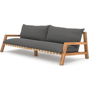 Four Hands Outdoor Solano Natural Teak / Ivory Strap Sofa with Charcoal Cushion