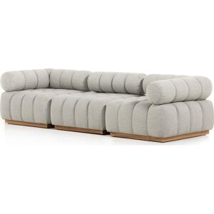 Four Hands Outdoor Solano Natural Teak Sectional Sofa with Faye Ash Cushion