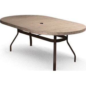 Homecrest Slate Aluminum Oval Outdoor Patio Counter Table with Umbrella Hole