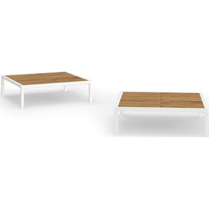 Mamagreen Albatross Stainless Steel Square Teak Top Low Table