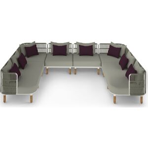 MamaGreen Daisy Rae Deep Seating Teak Rope Sectional Outdoor Patio Lounge Set