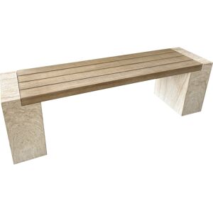 Outdoor Interiors Antique Wash Eucalyptus & Travertine Composite Bench