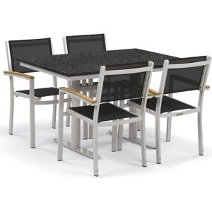 Oxford Garden Travira Aluminum Flint 5 Piece Bistro Set with Black Sling