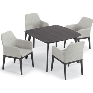 Oxford Garden Oland Aluminum Carbon 5 Piece Outdoor Patio Dining Set with Canvas Granite Cushions