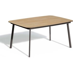 Oxford Garden Eiland Aluminum Carbon Rectangular HPL Top Outdoor Patio Dining Table with Umbrella Hole