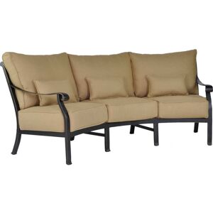 Castelle Madrid Deep Seating Cast Aluminum Crescent Patio Sofa with Three Kidney Pillows