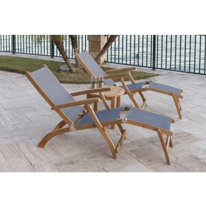 Royal Teak Collection Steamer Sling Outdoor Lounge Set