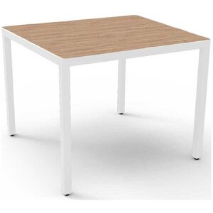 Resol Barcino Compact Square Dining Table 70X70 White Base Natural Oak Dining Table Top