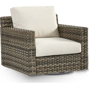 South Sea Rattan New Java Wicker Sandstone Swivel Glider Outdoor Lounge Chair