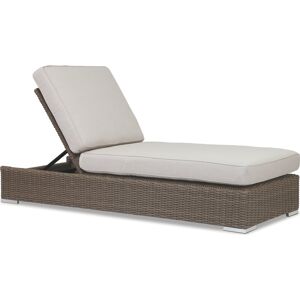 Sunset West Coronado Wicker Driftwood Patio Chaise Lounge in Canvas Flax with Self Welt