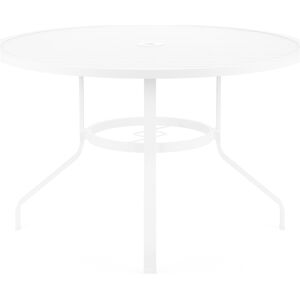 Sunset West Bristol Aluminum Frost Round Outdoor Dining Table with Umbrella Hole