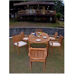 Teak Smith 9 Pieces 117" Large Double Oval Dining Set