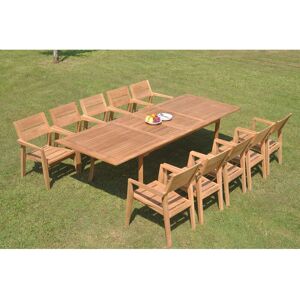 Teak Smith 11 Pieces 117" Double Extension Rectangular Dining Set