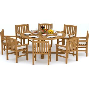 Teak Smith 9 Piece 72" Round Dining Set