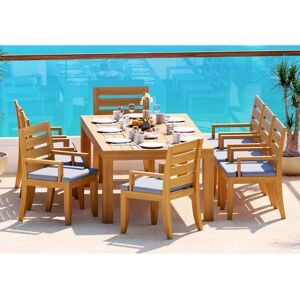 Teak Smith 9 Pieces Canberra 86" Rectangular Dining Set with Cushions