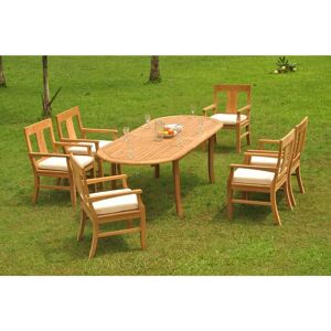 Teak Smith 7 Pieces 94" Oval Dining Set with Cushions