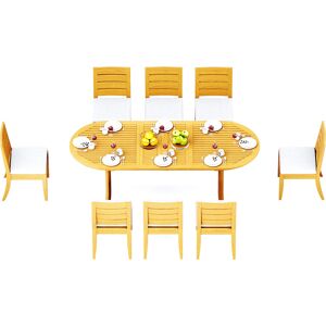 Teak Smith 9 Pieces 94" Oval Dining Set with Cushions