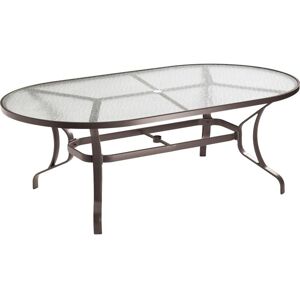Tropitone Acrylic & Glass Tables Obscure Top Cast Aluminum Oval Umbrella Hole Outdoor Dining Table
