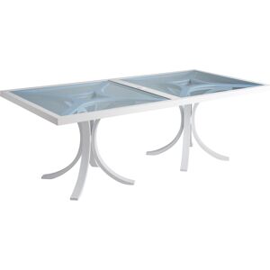 Tommy Bahama Outdoor Ocean Breeze Promenade Aluminum Rectangular Glass Top Dining Table with Umbrella Hole