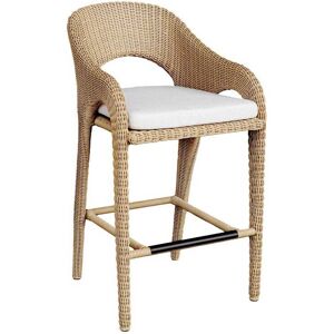 Uttermost Outdoor Kavali Natural Honey Oyster White Wicker Cushion Bar Stool