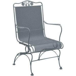 Woodard Briarwood Wrought Iron High Back Coil Spring Outdoor Patio Lounge Chair with Cushion