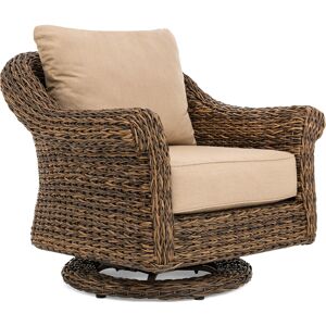 Winston Quick Ship Cayman Wicker Heritage Brown Aluminum Swivel Glider Outdoor Patio Lounge Chair