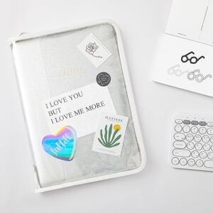 Glittered Clear Document Pouch (L) with Heart Sticker (1 PCS)