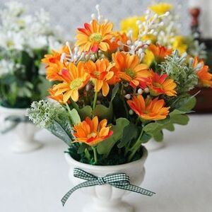 Colored Mini Artificial Flower With Pot