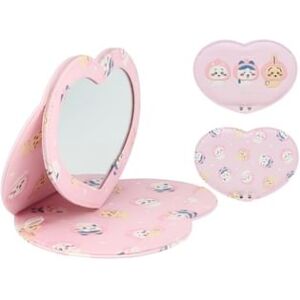 SHOBIDO - Chiikawa Heart Shaped Fabric Portable Mirror (Peach Series) 200 x 150 x 18mm