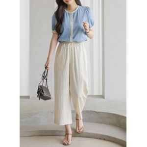 Drawcord-Waist Wide-Leg Pants