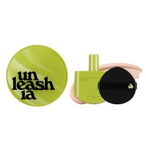UNLEASHIA - Bundle: Satin Wear Healthy-Green Cushion Re-Feel Refill + Case Set - 5 Colors #27W Peach Tan
