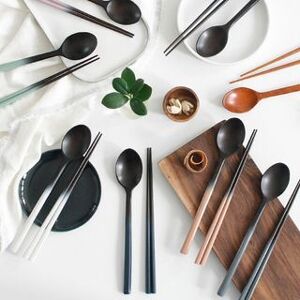 Spoon & Chopsticks Japanned Wood Cutlery Set