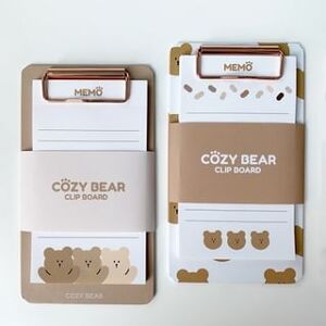 COZY BEAR Memo Pad with Clip Board