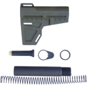 KAK Industry KAK Shockwave Package, Pistol Stabilizer Brace/Tube/Buffer/Buffer Spring/Endplate/Castle Nut, OD Green, SHOCKWAVE-PACKAGE-GREEN