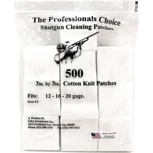 The Professionals Choice 100% Cotton Knit White Square Patches 3x3, Large, Shotgun 12-16-20 ga, 500pk 2