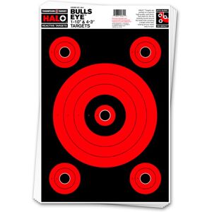 Thompson Target HALO Bullseye 10&3 Reactive Splatter Targets 12.5x19, 50 Pack, Black/Red, Large, 4641-50